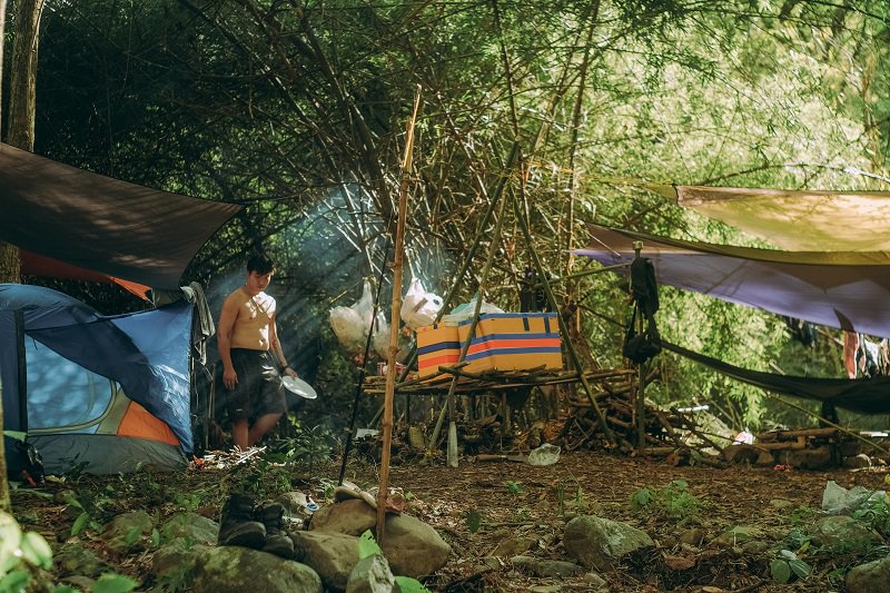 Als Bikepacking Zelt Tarp mit Hängematte