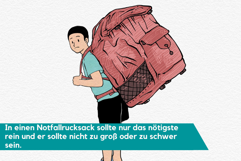 Zu großer und zu schwerer Notfallrucksack