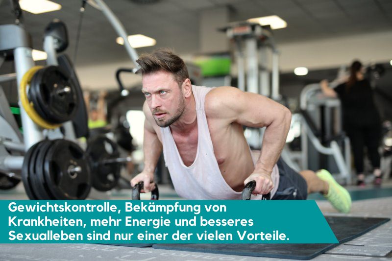 Mann macht Liegestütze im Fitnessstudio, cardio