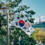 koreanische flaggen am mast