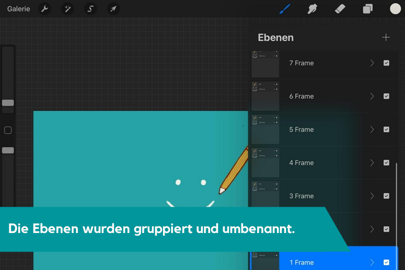 In Procreate wurden die Frames zusammengefügt.