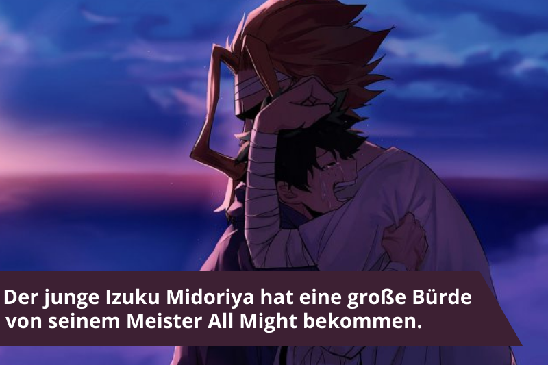 Izuku Midoriya umarmt seinen Meister All Might. 