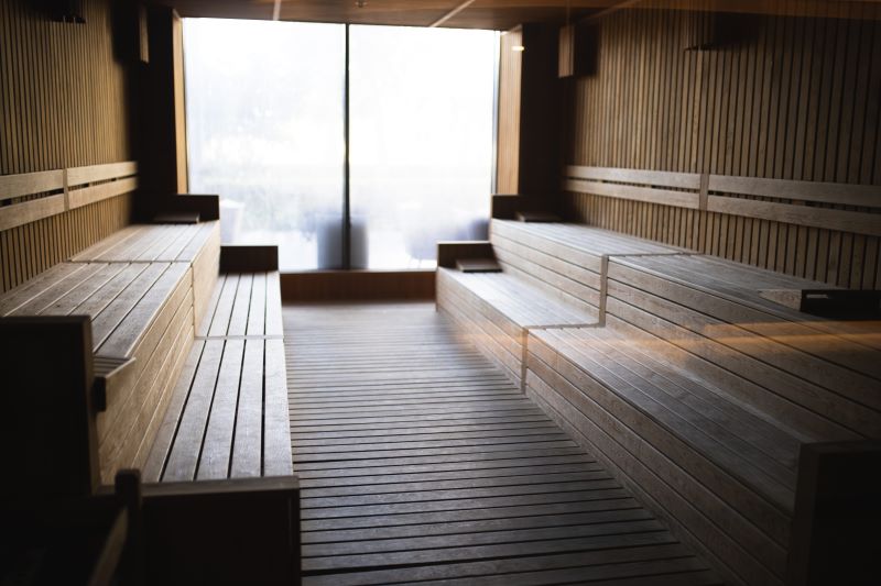 Sauna mit beschlagendem Fenster